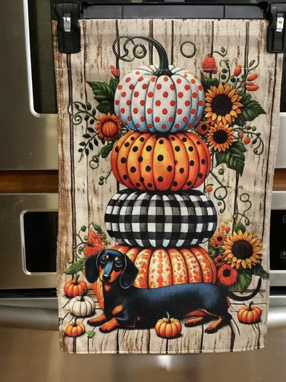 NEW Fall Garden Flag, Dachshund, pumpkins, Burlap